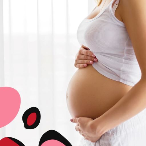 pregnant woman holding her stomach
