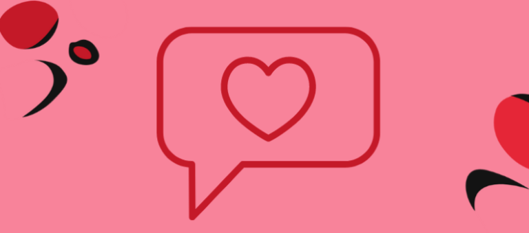speach bubble with heart in to show how to take feedback
