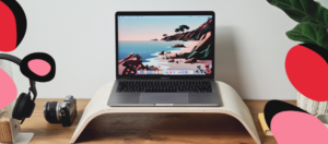 laptop on a desk at home