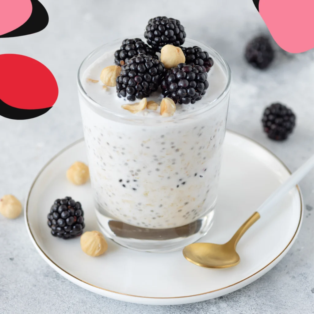 overnight oats with chia seeds and blackberries