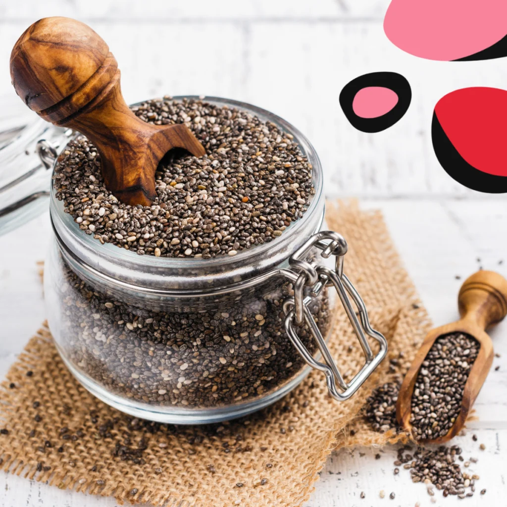 glass jar of chia seeds