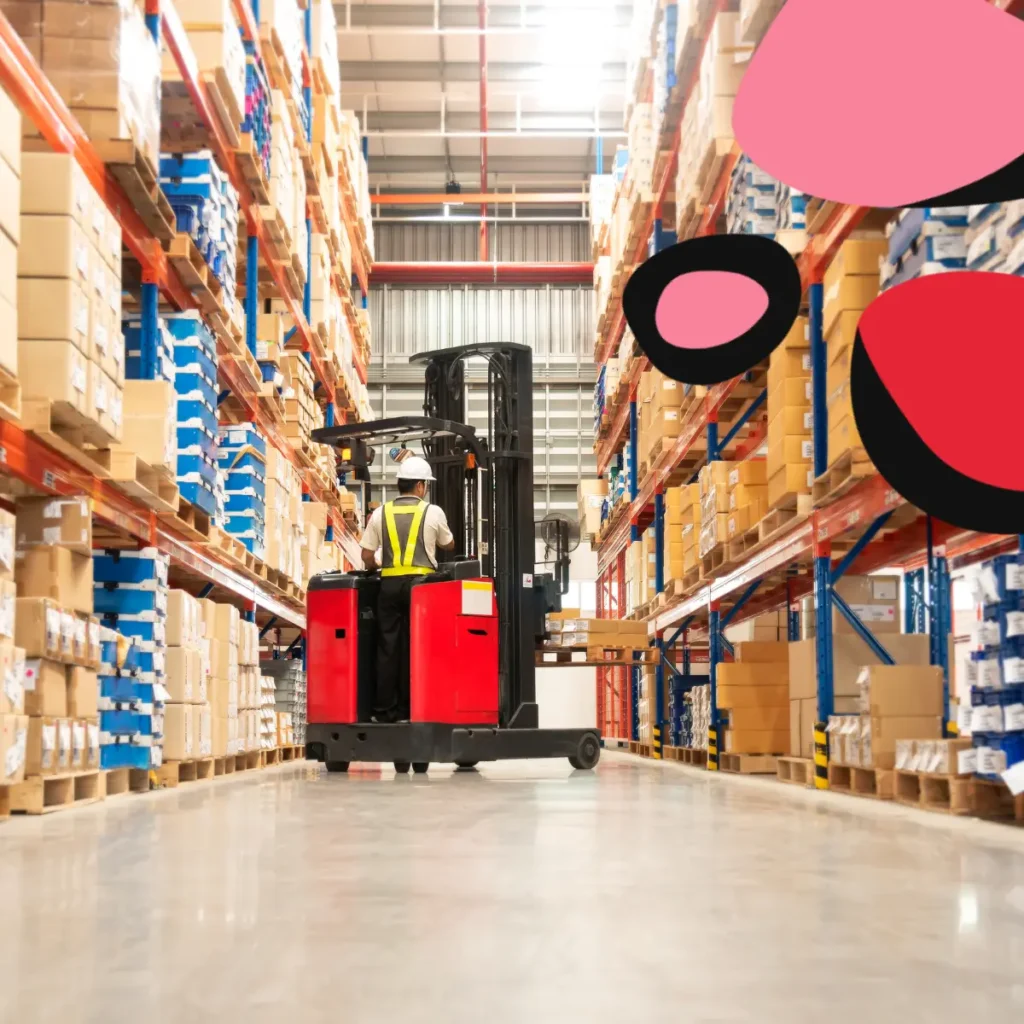 warehouse with forklift truck
