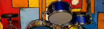 little girl on the beatles drum set at the Beatles story museum Liverpool albert dock