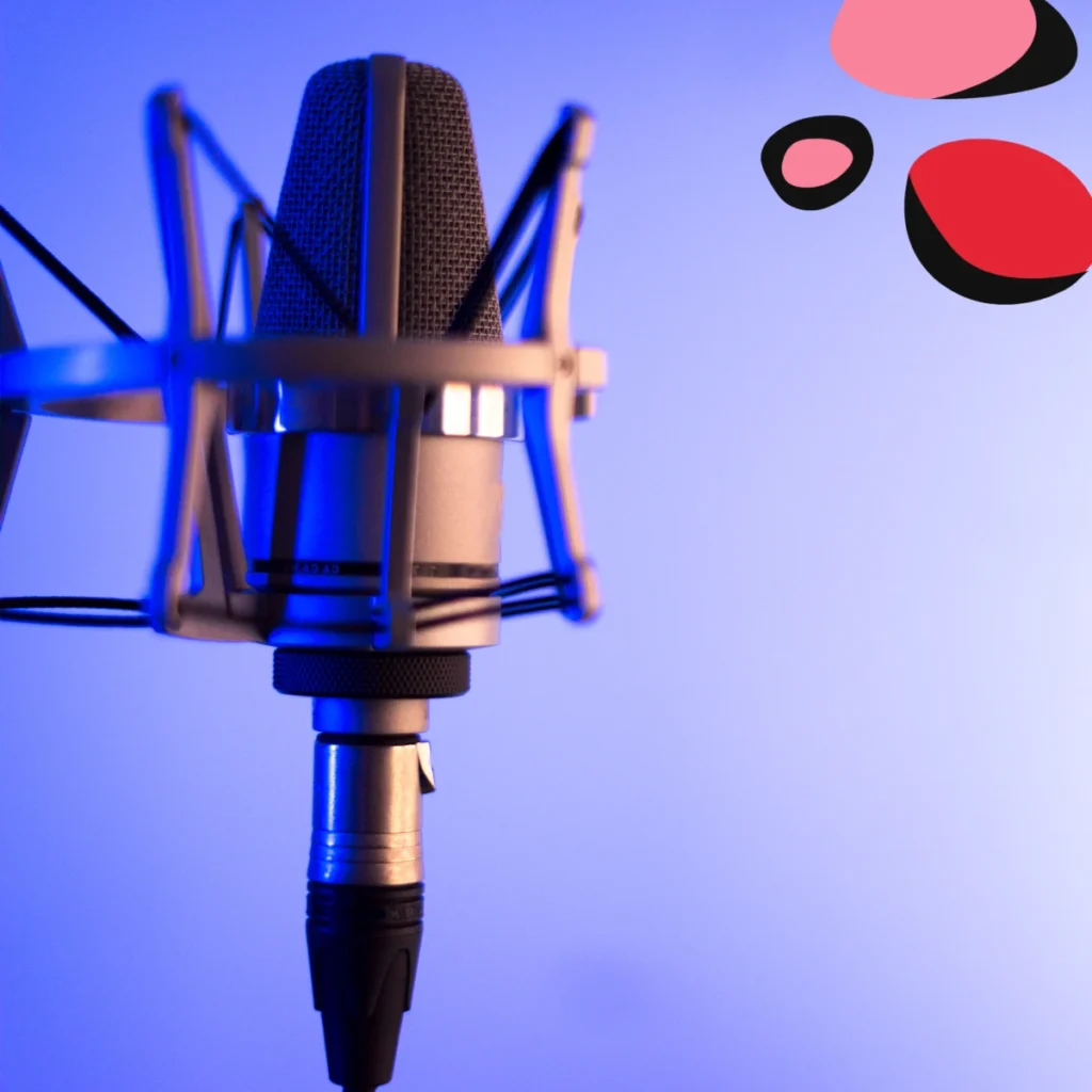 voice over microphone on purple background