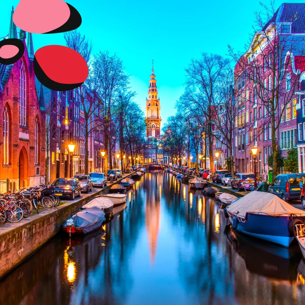 amsterdam at night by the canal