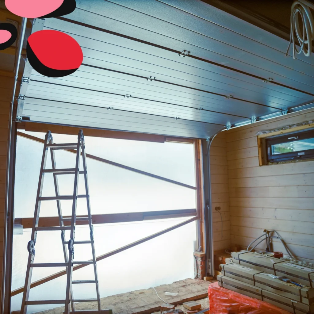 garage door with ladder infront