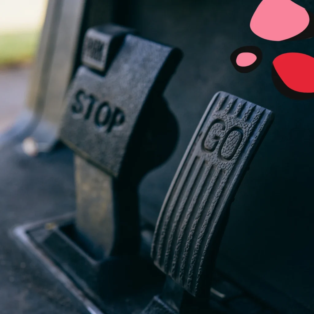 brakes on a car showing stop and go pedal