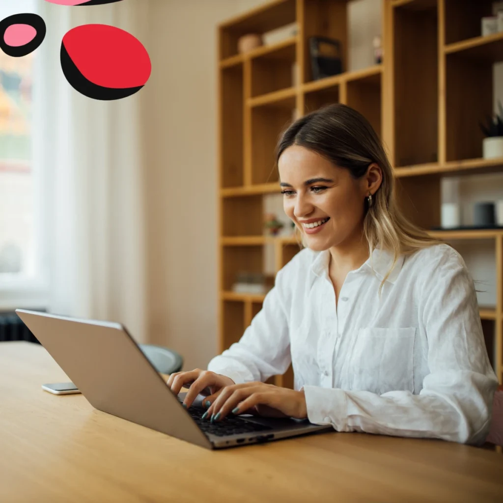 women working remotley at a desk with laptop