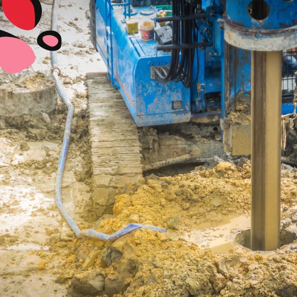 blue machine drilling a bore hole