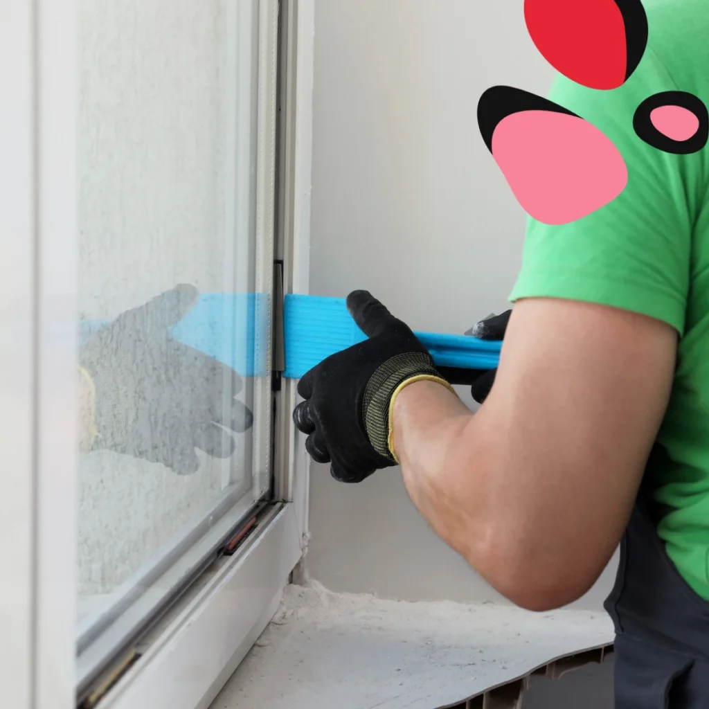 person installing secondary glazing in a house