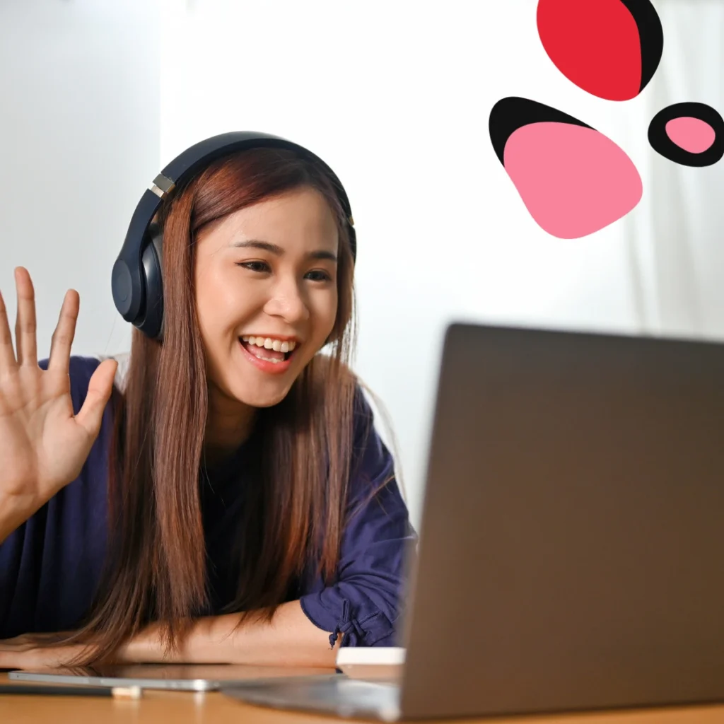 teenager tutoring online with laptop and heaphones