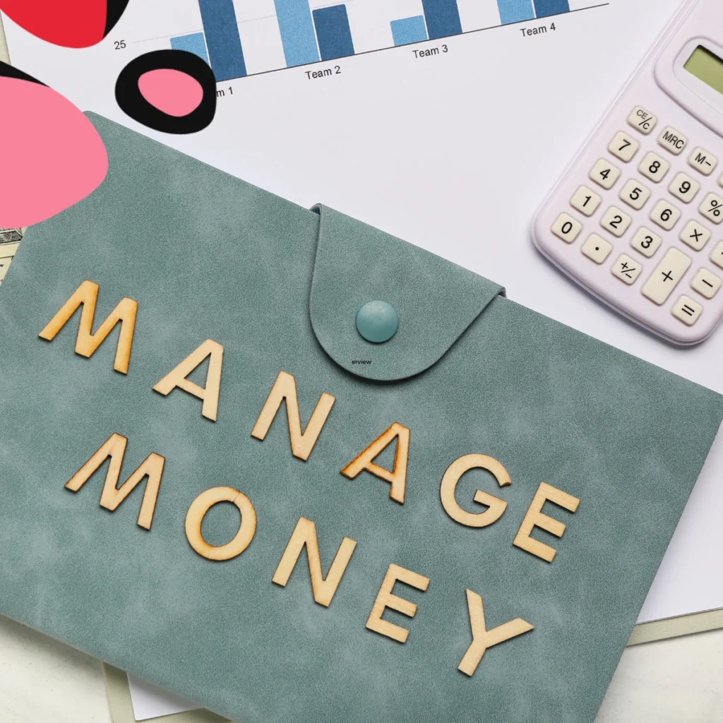 green wallet with manage money written on it