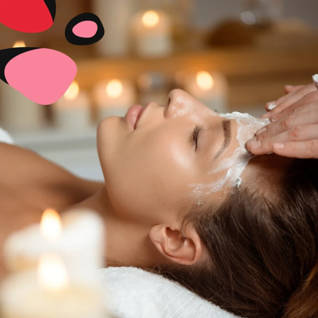 woman having a facial at a beauty spa